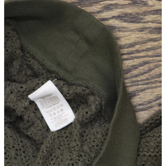 Free People Fringe Pullover Cropped Sweater Cotton Dolman Sleeve Green XS - Picture 6 of 7